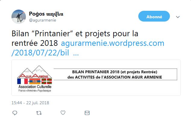 Agur Armenie Bilan Printanier…
					Article complet reservé aux abonnés