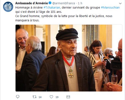 Ambassade d’Arménie : Hommage…