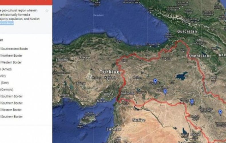 « Google Map » a placé sur sa carte le Kurdistan, à l’est de la Turquie, provoquant la colère des Turcs qui ont demandé son retrait à « Google »