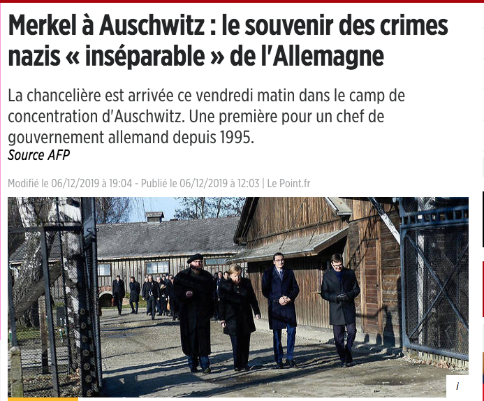 Merkel à Auschwitz : le souvenir des crimes nazis « inséparable » de l’Allemagne