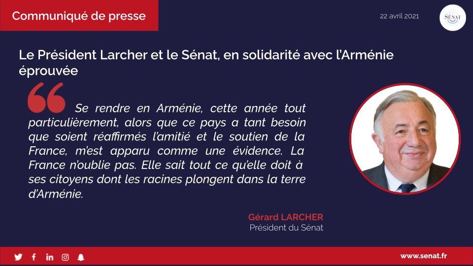 Le président Larcher et le Sénat, en solidarité avec l’Arménie éprouvée