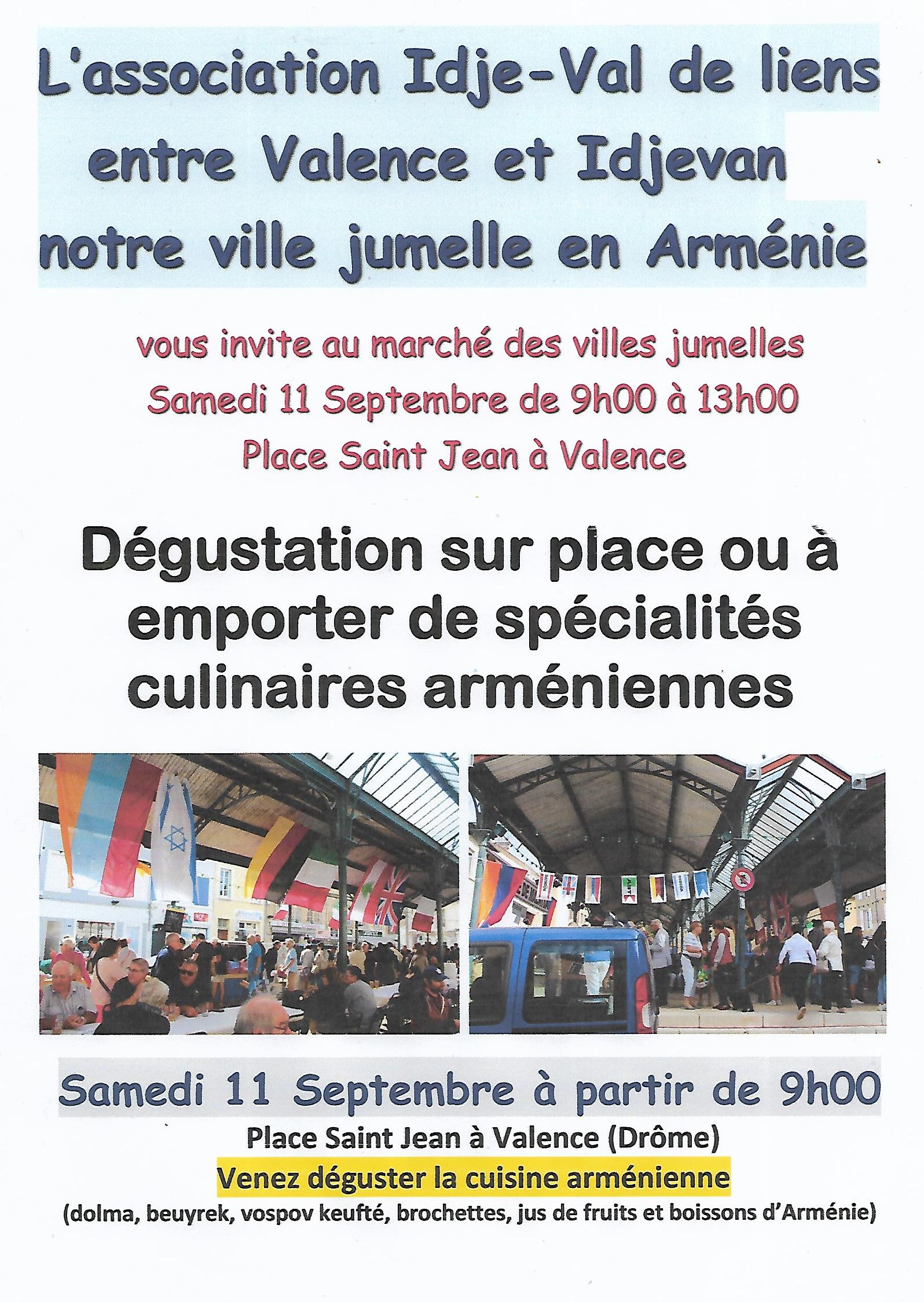 L’association Idje-Val de liens entre Valence et Idjevan (Arménie) sera présente ce samedi 11 septembre au marché des villes jumelles de Valence