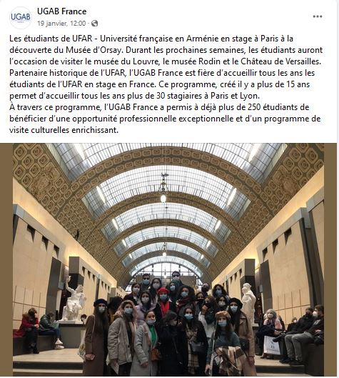 Les étudiants de UFAR – Université française en Arménie en stage à Paris à la découverte du Musée d’Orsay