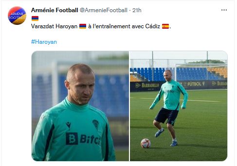 Varazdat Haroyan à l’entraînement avec Cádiz