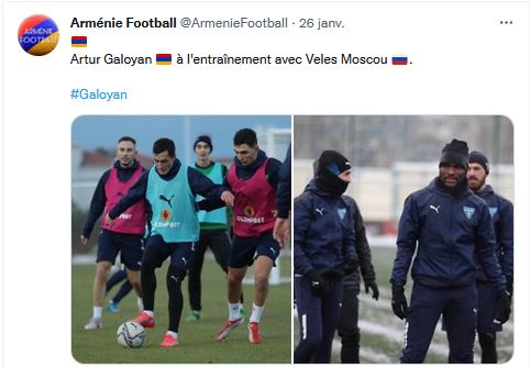 Artur Galoyan à l’entraînement avec Veles Moscou