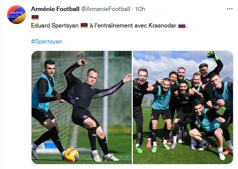 Eduard Spertsyan à l’entraînement avec Krasnodar