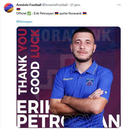 Erik Petrosyan quitte Noravank