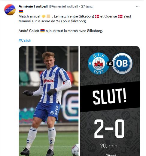 André Calisir a joué tout le match avec Silkeborg