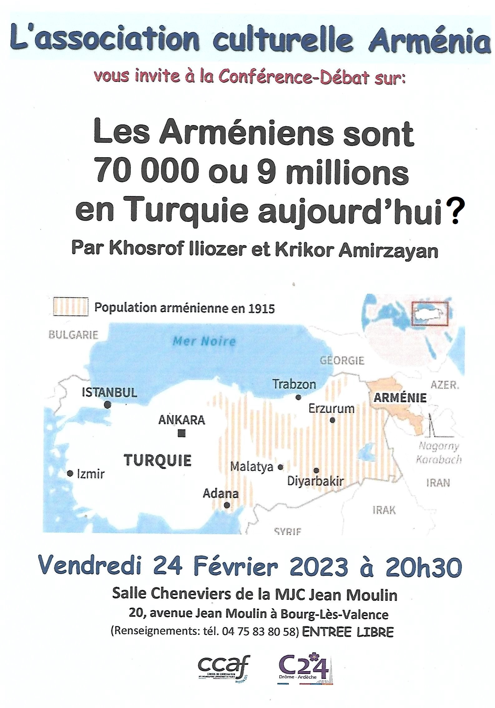 Conférence d’« Arménia » sur « Les Arméniens sont 70 000 ou 9 millions en Turquie aujourd’hui ? » par Krikor Amirzayan et Khosrof Iliozer