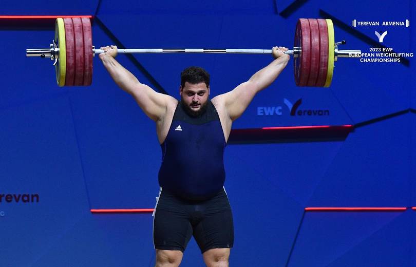 Varazdat Lalayan (Arménie), double vice-champion d’Europe d’haltérophilie, Simon Martirosyan, médaillé de bronze