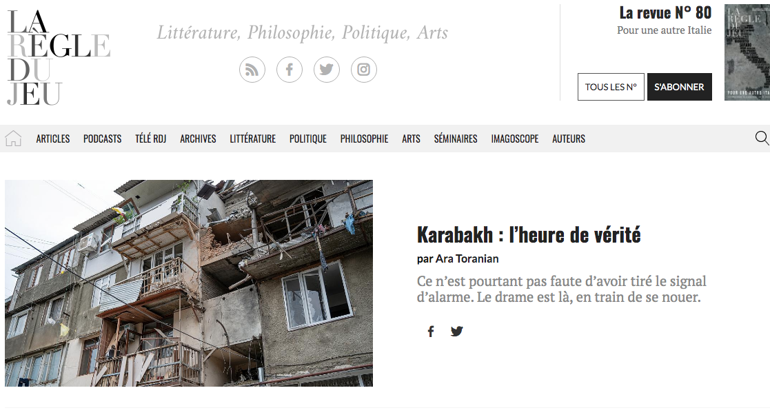 Karabakh : l’heure de…
					Article complet reservé aux abonnés