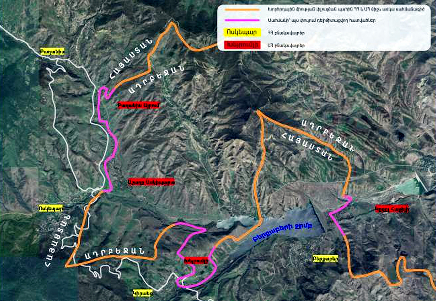 Une frontière d’État délimitée entre l’Arménie et l’Azerbaïdjan, dans la section des quatre villages