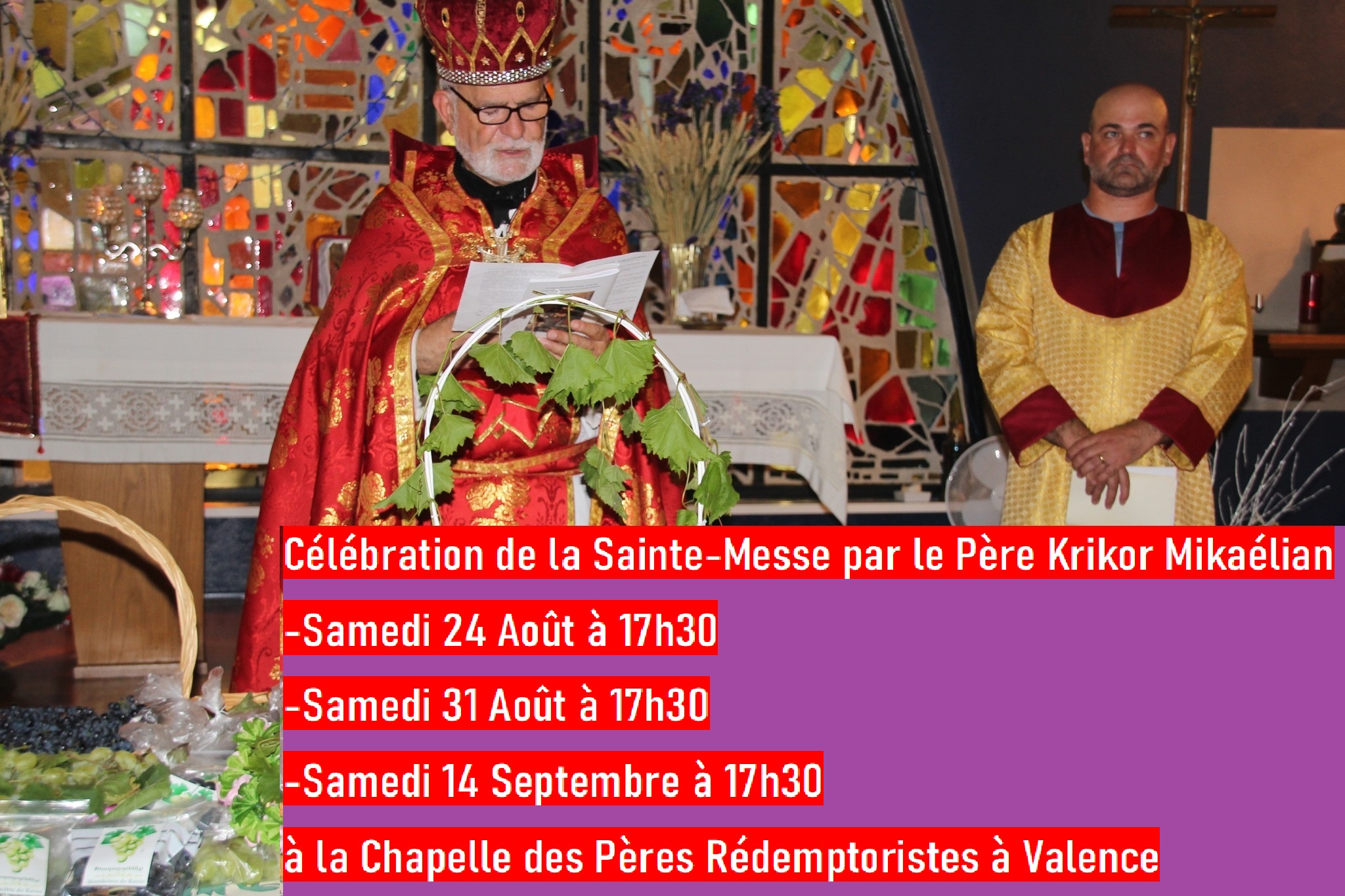 Messe de l’Eglise catholique arménienne ce Samedi 24 Août à 17h30 à Valence par le Père Krikor Mikaélian