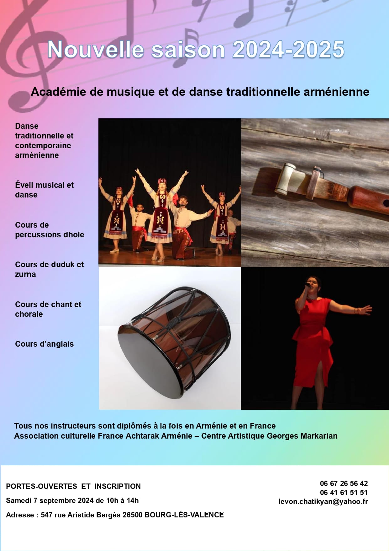 La nouvelle saison 2024-2025 de l’Académie de musique et danse traditionnelle arménienne de Bourg-Lès-Valence, avec portes-ouvertes et inscriptions samedi 7 septembre