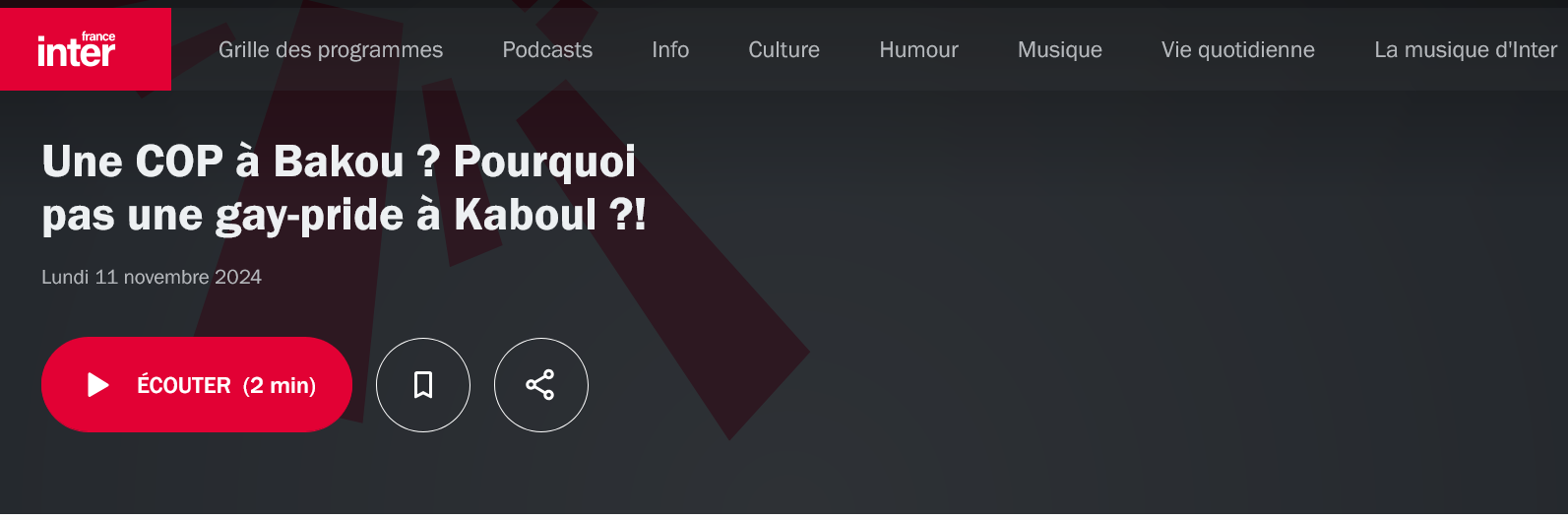 Une COP à Bakou ? Pourquoi pas une gay-pride à Kaboul ?! L’édito de Mathieu Noël